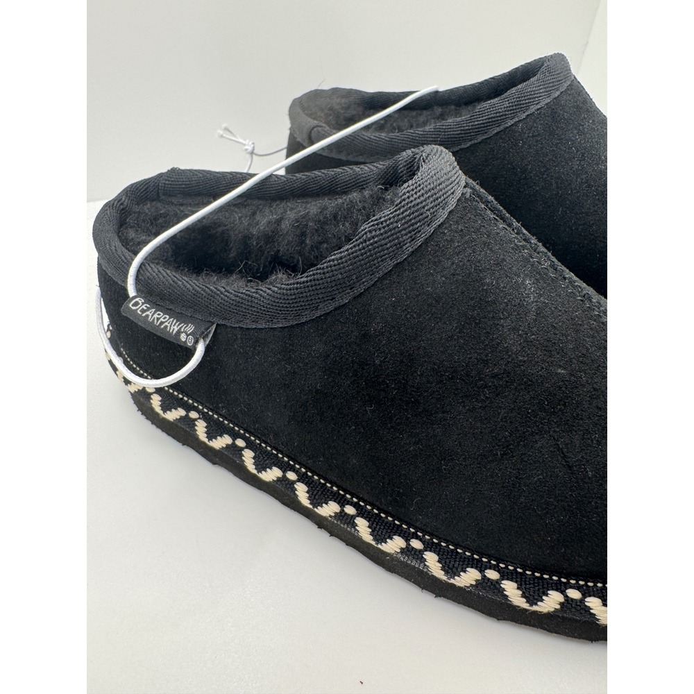 Bearpaw Kids Black Suede Shearling Lined Clog Slippers Cozy Warm Size 9 Toddler - Picture 3 of 6